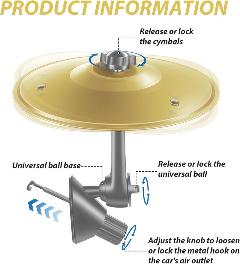 Ulker 2PCS Car Crash Cymbal Air Vent, Car Symbol Mini Drum Set for Car Dashboard, Fun Music Accessory for Drummers And Music Lovers, Easy Clip-On Drum Cymbals, Gifts for All Types of Vehicles - Image 4